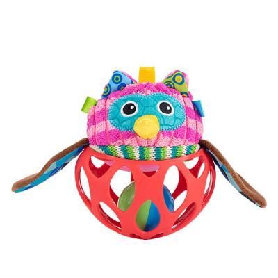 China New Design Soft Jollybaby Shaking Soft Touch Material Rattle Ball Owl Animal Rattle Ball Toys for sale