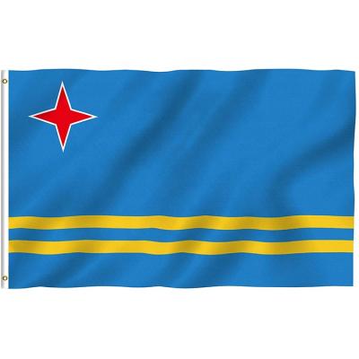 China Custom Healthcare Institutes Arubans Flag 3x5 FT Double Sided 150*90cm Printed 100% Polyester Flying Banner Aruba Flags for sale