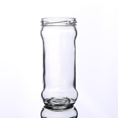 China 280ML Food Clear Food Storage Jar Glass Bottles For Honey Spice With Metal Lid for sale