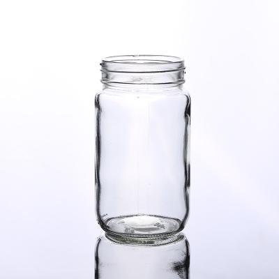 China Food factory wholesale empty clear round glass 480ml mason jar large for food honey spice for sale