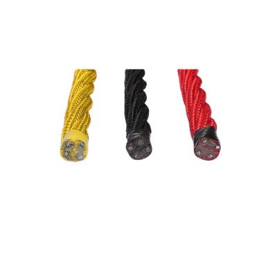 China Anti-UV 4-strand plastic rope with steel core for playgrounds for sale