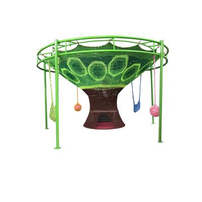 China Anti-UV Indoor hand-knitted rainbow net tree playground for kids for sale