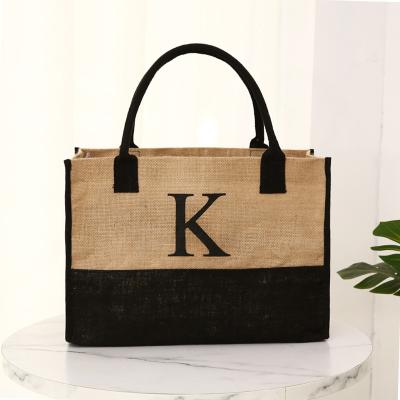 China Other Factory Supply Waterproof Burlap Eco Tote Bags Reusable Jute Shopping Hessian Bags With Leather Handles for sale