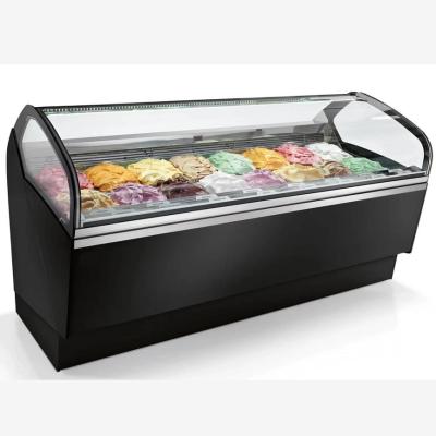 China â ‰ ¤ -22â „ ƒ Prosky 10 Pan Curved Gelato Ice Cream Display Showcase Glass Fridge Freezers for sale