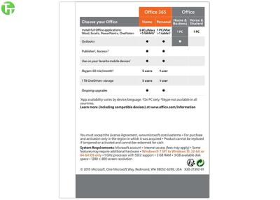 중국 소매 버전 작은 데스크탑 ＰＣ, 오피스 365 프로덕트 키 카드 PKC 판매용