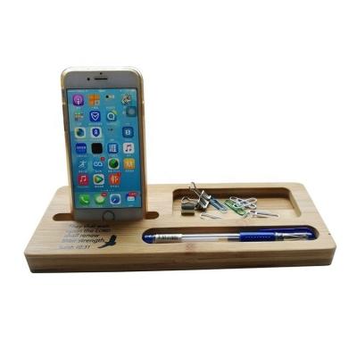 China Customized Phone Holder Eco-Friendly Nature Bamboo Desk Organizer Desktop Organizer LG-CC013 for sale