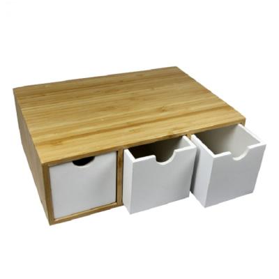 China China New Arrival Eco-friendly Bamboo Office Sundries Organizer With Plastic Drawer LG-CC106 for sale