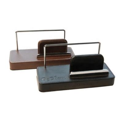 China Popular hand gifts; LG8056 Office Stationery Leather Desk Position Business Card Holder Stand / Durable Retail Name Card Holders For Retail for sale