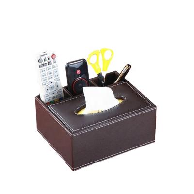 China OEM product; LG8124 Promotional Activities Men Style PU Desk Tissue Box / Storage Case / Leather Stationery Organizer for sale