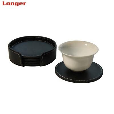 China Handmade Hot Sale PU Leather Drinks Cup Coaster For Household Promotion Gift LG-D012 for sale