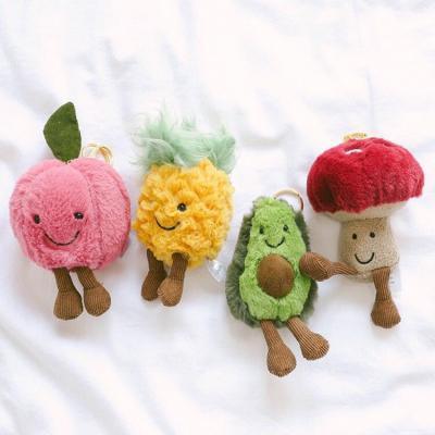 China Luxury Cute Soft Legged Pineapple Watermelon Avocado Mushroom Stuffed Toy Plush Key Chain For Bag Pendant for sale