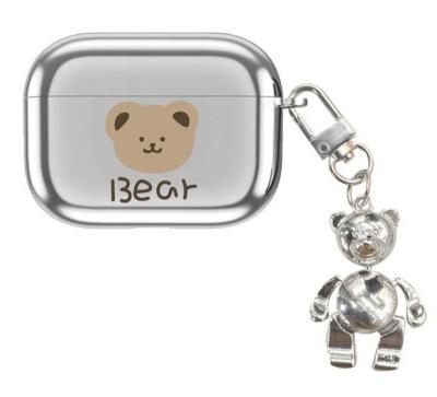 China For AirPods pro airpods pro luxury cute anime bear silver plated case 3rd gen for 1/2 pro with chain for sale