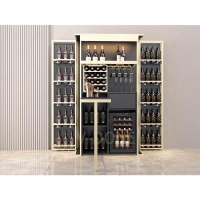 China High End Wooden Living Room Bar Cabinets Stainless Steel Modern Wine Cabinets Storage Rack High End Wooden Wine Cabinet for sale