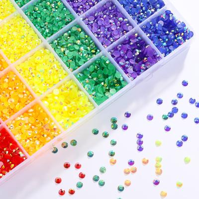 China Xiaopu Shinning 24 Grids 3-5mm Jelly AB Resin Fake Stones in Mixed Colors Set 19800pcs Designed for Nail Art Garment Shoes Decoration for sale