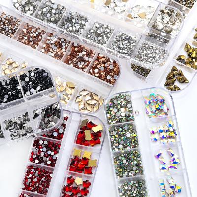 China All kinds of arts and crafts clothingand DIY Xiaopu 12 grids around fix non-hot rhinestone with fancy rhinestone flat back mixed set for sale