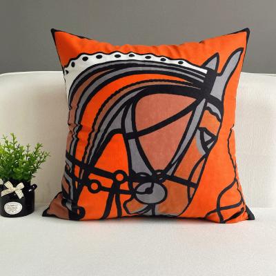 China New Products Anti-Static Custom Logo High Quality Throw Pillow Covers Orange Horse Print Case Car Stripe Accessories Decor Pillow Cases for sale