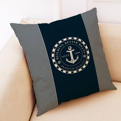 China Sailor Sailing Ocean Linen Pillow Cases Boat Anchor Pattern Home Sofa Couch Decor Pillow Cover Anti-Static Cushion Cases for sale