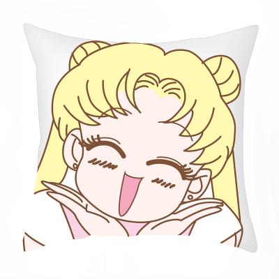 China Custom Sofa Cushion Wholesale Polyester Cotton Decorative Home Decor Living Room Sailor Moon Pillow Cover Anti-pull Pillow Sling Case for sale