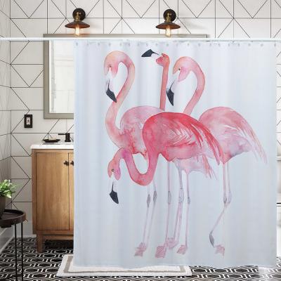 China Factory Viable Cheap Design Custom Flamingo Printing Shower Curtain For Hotel And Home Bathroom Waterproof Shower Curtain 71 71inch for sale