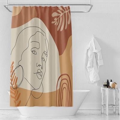 China Viable Design Custom Bathroom Waterproof Portrait Shower Curtain Hand Painted Printing Cheap Factory For Hotel Bathroom And Home for sale