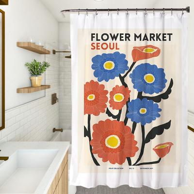 China PVC White Bag Curtain 71x71inch Eco Viable Floral Printed Classic Style In Hotel Bathroom Polyester Fabric Shower Curtain Water Proof for sale