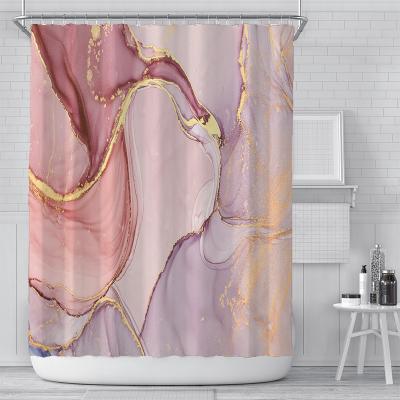 China Sustainable Bathroom Custom Geometric Shower Curtain OEM Customized Eco Style Colorful Stripes Hotel Feature Modern Packaging Material Size for sale