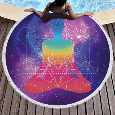 China Viable Manufacturers Customize Round Bohemian Mandala Beach Towel Microfiber Yoga Bohemian Towel for sale