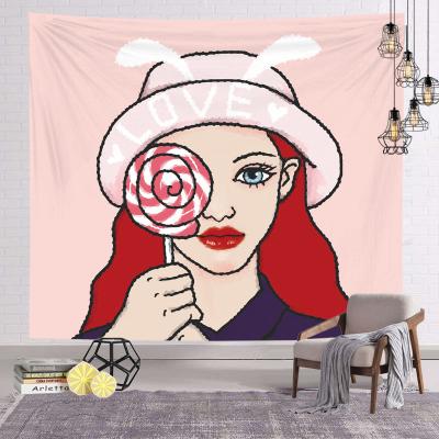 China Custom Animal Logo Cute Pig Tarot Simple Home Wall Tapestry Anime Polyester Decor Living Room Dorm Bedroom Hanging Fabric for sale