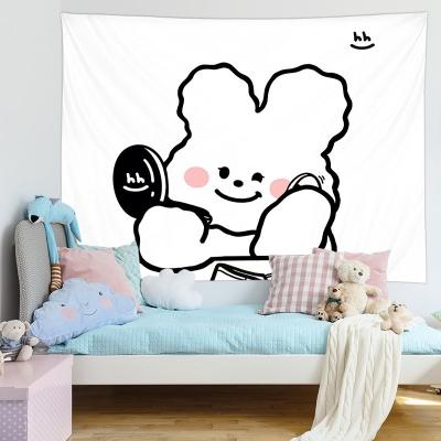 China New Simple Cute Dog Printing Tapestry 3D Cartoon Digital Printing Custom Size Wall Hanging Fabric Wholesale For Living Room Home Decor for sale