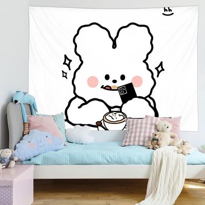 China Decoraion 2022 New Lovely Design Home Decor Printing Modern Cartoon 150x130cm Simple Custom Logo Tapestry Art Cute Rabbit 3D Wall Tapestry for sale