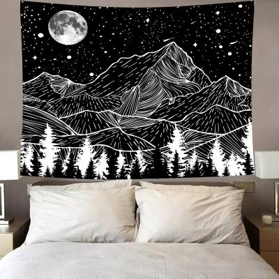 China Indian Mandala Hippie Wall Hanging Scenic Tapestry Various Geometric Sun Forest Mountain Design Psychedelic Square Plain Tapestry for sale