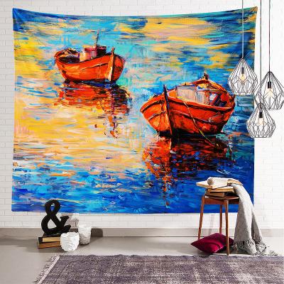 China Custom Turkish Tapestry Digital Printed Architecture Pattern Oil Painting Decorative Abstract Tapestry Wall Hanging Beautiful Decoraion Factory for sale