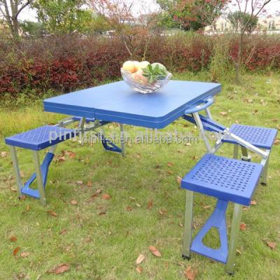 China Outdoor Table Outdoor Portable Folding Camping Picnic Table With 4 Chairs Blue Thanksgiving for sale