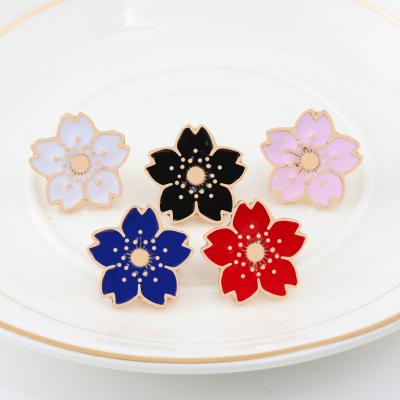 China America Cherry Blossom Flower Brooch Japanese Sakura Enamel Pins Pin Badge Women Jewelry Female Sweet Gift for sale