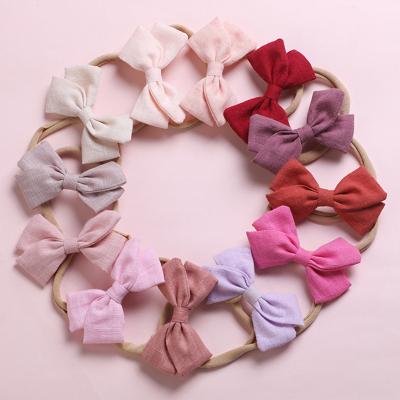 China Soft Elastic Infant Princess Newborn Photography Props Toddler Canvas Nylon Fashion Headband Babies Cotton Head Band for sale