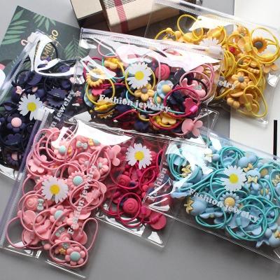 China Fashion 20 Packs High Quality Elastic Nylon Hair Bands For Kids Hair Accessories Colorful Headdress Girls Elastic Band for sale