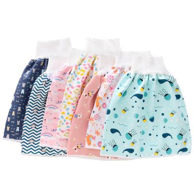 China Infant Leakproof Potty Trainining Sleeping Bed Diaper Kids Diapers Cloth Urine Training Pants Cotton Baby Diaper Waterproof Skirt for sale