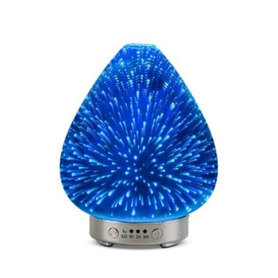 China Fast Innovative Design 140ml 3d Fireworks Ultrasonic Aromatherapy Humidifier Aroma Essential Oil Diffuser Glass Perfume Diffuser for sale