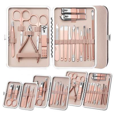 China Beauty Care 7,10,12,18pcs Nail Manicure Set With PU Case Travel Nail Scissor Clipper Tools Personal Care Stainless Steel Manicure for sale