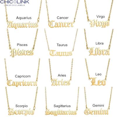 China Maronew TRENDY Wholesale 12 Horoscope Star Jewelry 18K Gold Plated Stainless Steel Zodiac Sign Pendant Necklace for sale