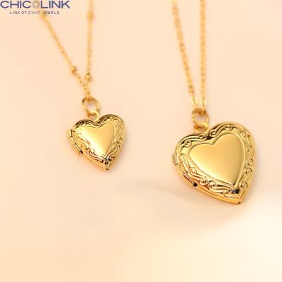 China Fast Delivery CHICOLIN 18K Gold Plated Blank Memory Picture Picture Jewelry Frame Lock Stainless Steel Sublimation Heart Pendant Necklace for sale