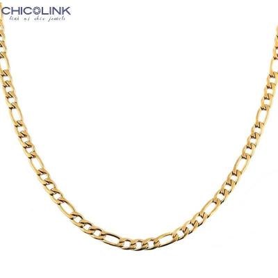 China Custom Vintage CHICOLINK 3mm 4mm Necklace Chain For Women Jewelry 14K 18K Gold Plated Filled Thick Stainless Steel NK Figaro Chain for sale