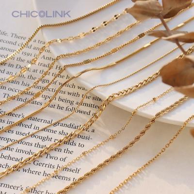 China Color Not Fade Snake Chains Thin Box Women Gold Necklace Square Bead Chain Jewelry Stainless Steel Vertical 18K Gold Plated for sale