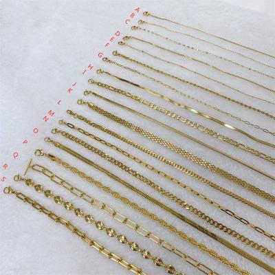 China 18k Gold Plated Fade High Quality Stainless Steel Cuban Link Chain Snake Figaro Lobster Chain Clasp Color Not For Man Women Necklace for sale