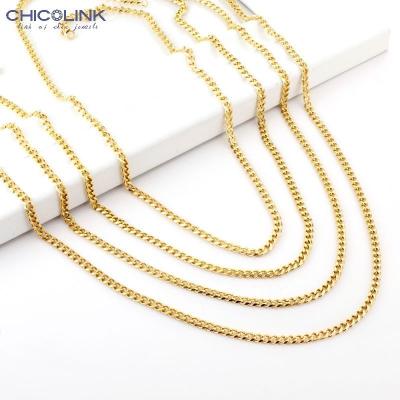 China CHICOLINK CLASSIC Waterproof Stainless Steel Jewelry 18k Gold Plated 3mm Width Cuban Chain Necklace For Women for sale