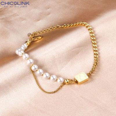 China Romantic Custom Design CHICOLINK Stainless Steel 18k 14k Free Gold Plated Jewelry Bangle Bracelet OEM/ODM Low MOQ for sale