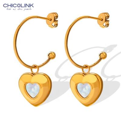 China Color Not Fade CHICOLINK 14K Gold Jewelry Drop Heart Earrings Stainless Steel Shell For Women 2022 for sale