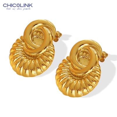 China Color Not Fade Wholesale Luxury African Gold Plated Lady 316L Stainless Steel Drop Earrings Women Jewelry From CHICOLINK Brand for sale