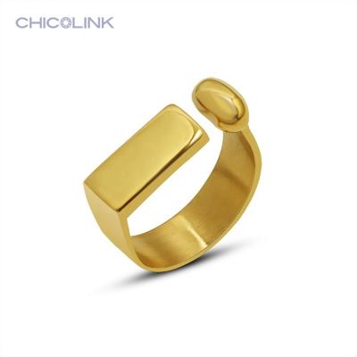 China Color Not Fade Stainless Steel Jewelry Women's 18k Gold Open Adjustable Gothic Finger Ring Letter D for sale