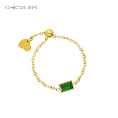 China Color Not Fade Small Tiny Adjustable Ladies Girls Crystal Chain Fashion Jewelry For Zircon Finger Rings For Women Stainless Steel Gold for sale